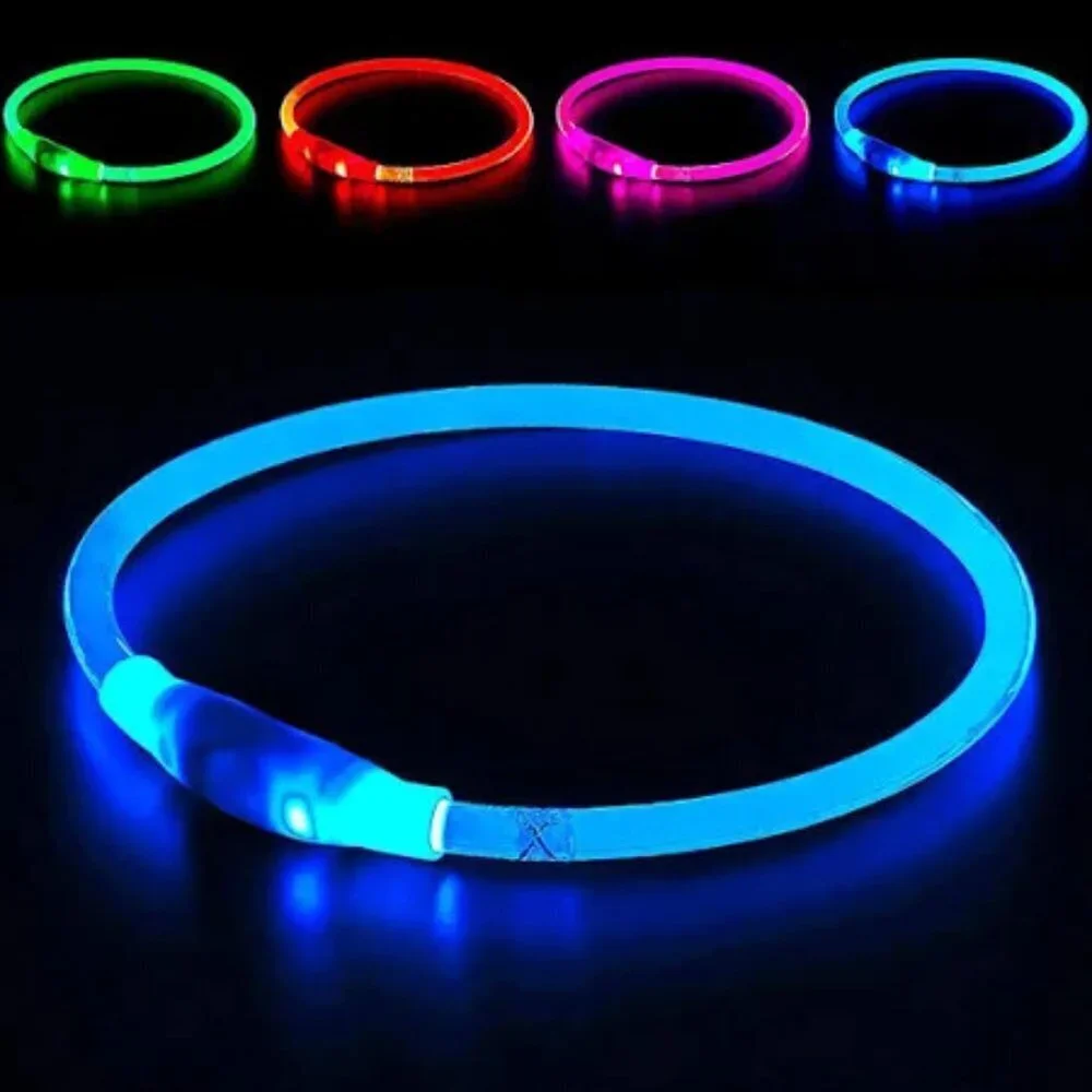 BOGO Blue Rechargeable LED Dog Collar Walk SAFELY Get your pet seen when walking